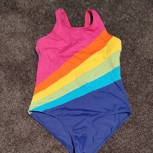 Lands' End Multicolor Striped Swimsuit